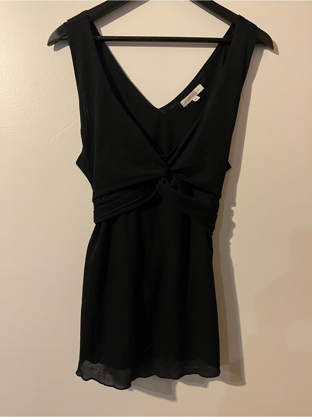 John Paul Richard Black Chiffon V-Neck Side Tie Layered Tank Top XL